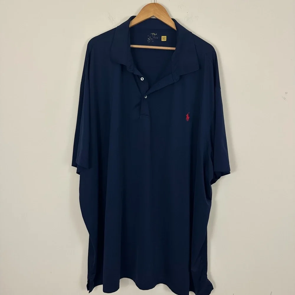 Polo Ralph Lauren Polo Shirt Navy Blue Logo Short Sleeve Performance Mens 5XB